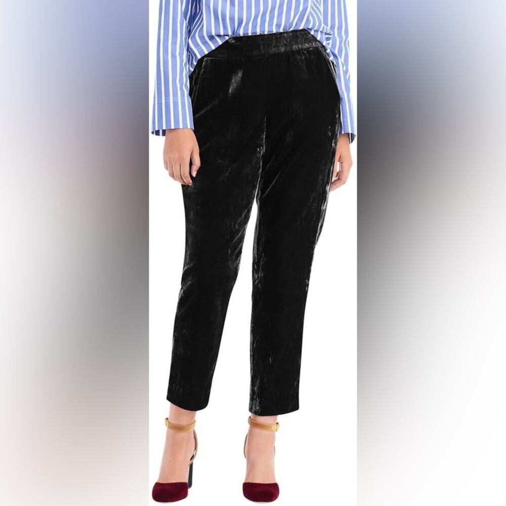NEW J. Crew Velvet Pants Womens 2 Black Pull On Crop Ankle H2684